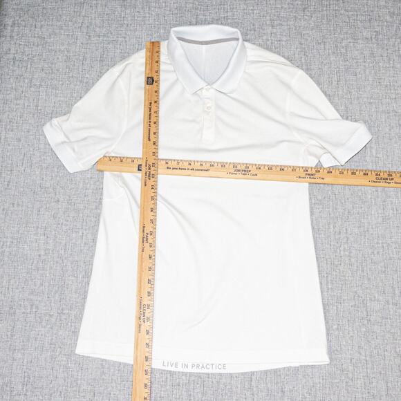 Lululemon Men's Small Evolution Short Sleeve Polo Shirt Oxford white - Picture 6 of 6